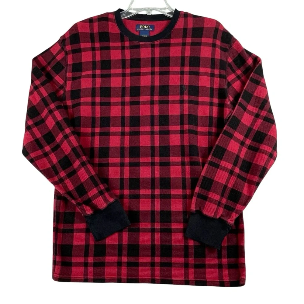 Men's Polo Ralph Lauren Black & Red Plaid Long Sleeve Flannel XL0063